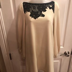 Ingwa Melero cream and black lace dress m
